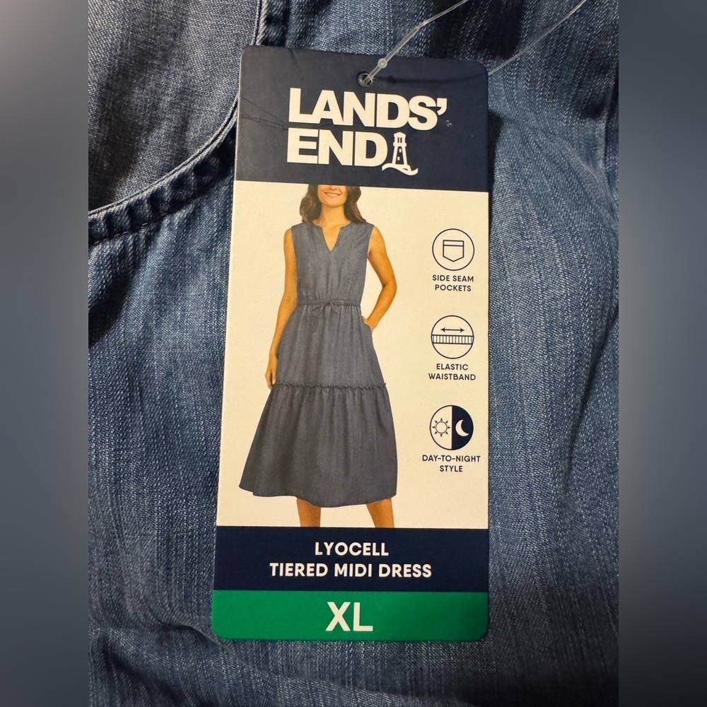 Lands End Lycocell Tiered Ruffle Hem Dress - Picture 12 of 13